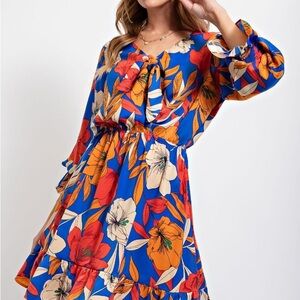 Vibrant Floral Long Sleeve Dress